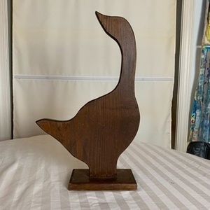 Vintage MCM 17" Handmade Decorative Brown Wood Goose Flat Silhouette~1970s